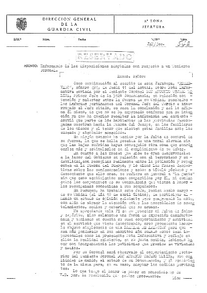 Vista previa de la primera página de 23F_9._Oficio_dimanante_Zona_del_Pais_Vasco_disposiciones_sobre_Tejero