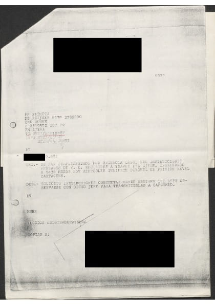 Vista previa de la primera página de Carpeta_21802_Secreto_copita_de_telex_dando_instrucciones_sobre_medidas_de_seguridad_con_las_visitas_a_Tejero