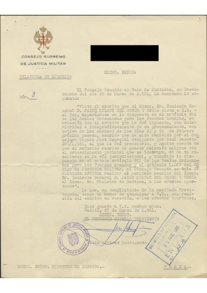 Vista previa de la primera página de Carpeta_21804_Reservado_dacion_en_cuenta_de_recurso_de_queja_de_Milans_del_Bosch_sobre_su_detencion